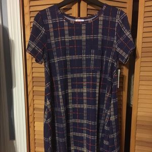 NWT Lularoe Carly Small navy plaid